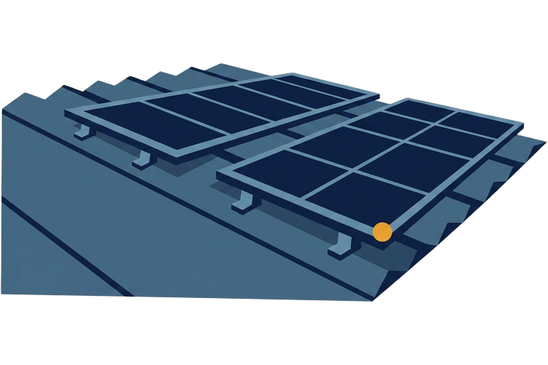 Illustration of a fibre cement & similar roof profile with BettaBracket mounting detail