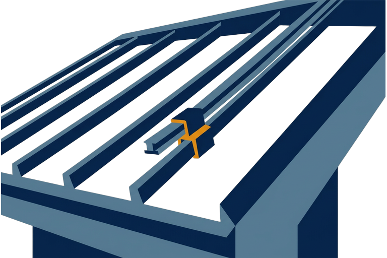 Illustration of a klip-lok & saflok roof profile with BettaBracket mounting detail