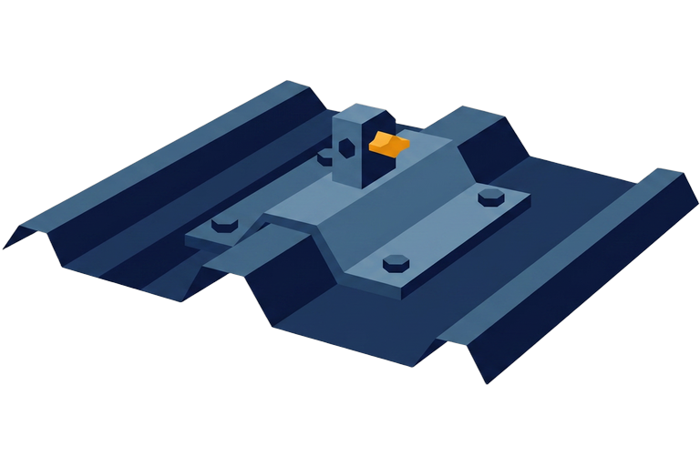 Illustration of a ibr roof roof profile with BettaBracket mounting detail